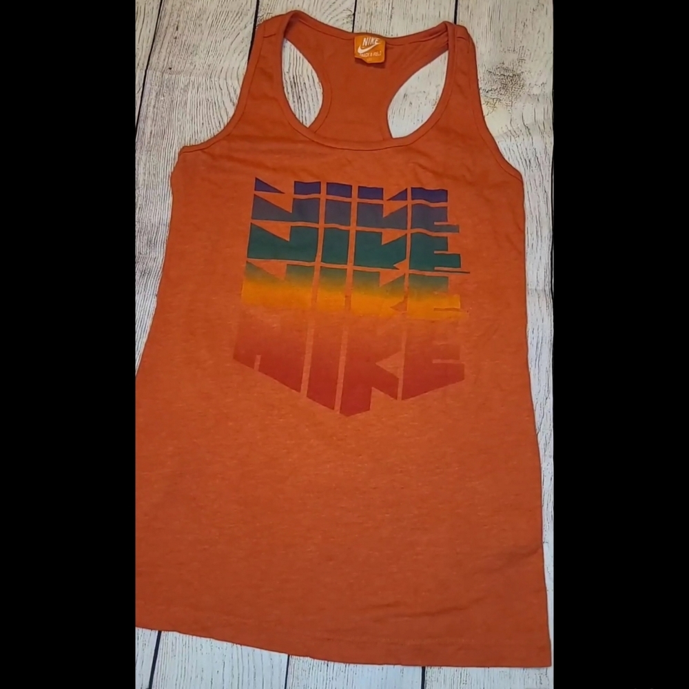 Nike Faded Logo Orange Racerback Tank Top Small
